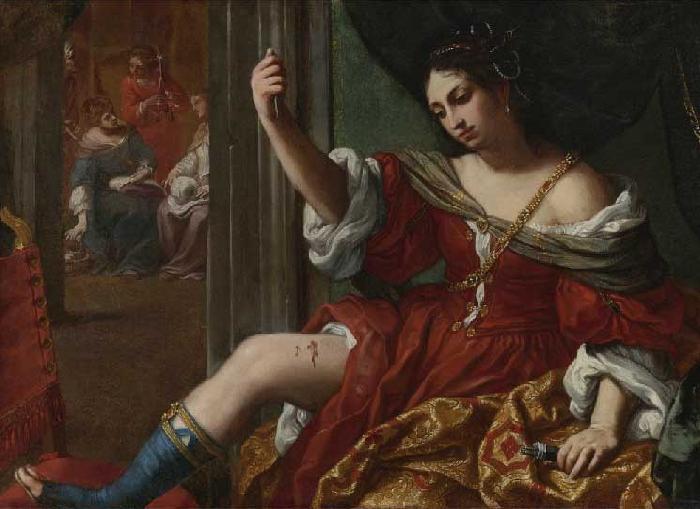 Elisabetta Sirani Portia wounding her thigh oil painting picture